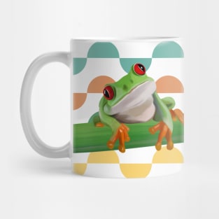 Cute Tree Frog Colorful Semi Circle Pattern Background Mug